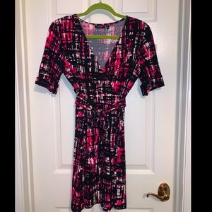 Apt. 9 wrap dress, M. Pink/black. Like new.